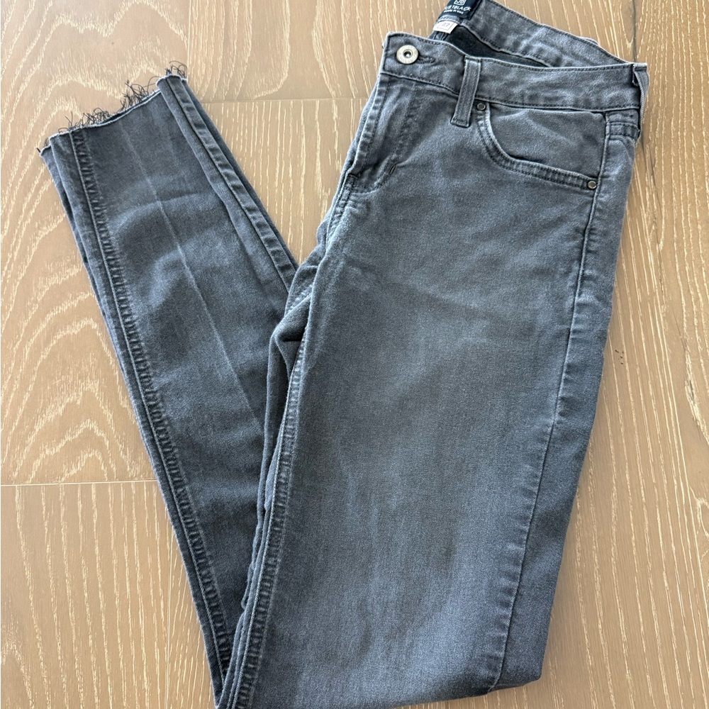 Just Black Womens Dark Gray Stretchy Skinny Jeans Size 27 Raw Hem